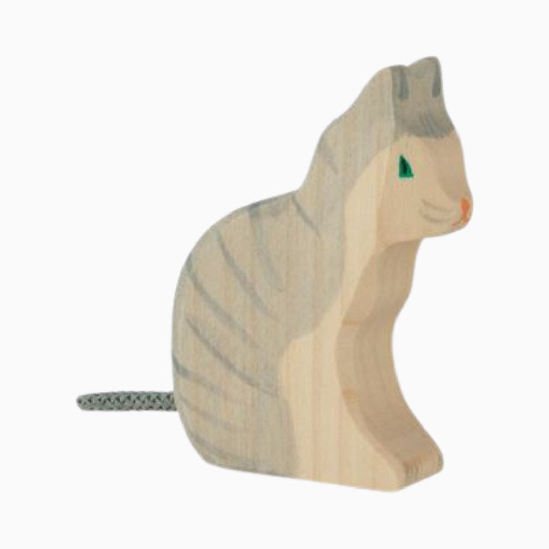 Holztiger houten kat zittend