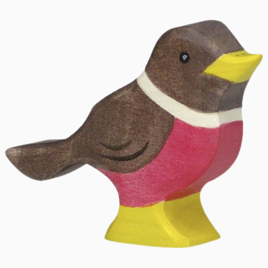 Holztiger houten roodborstje