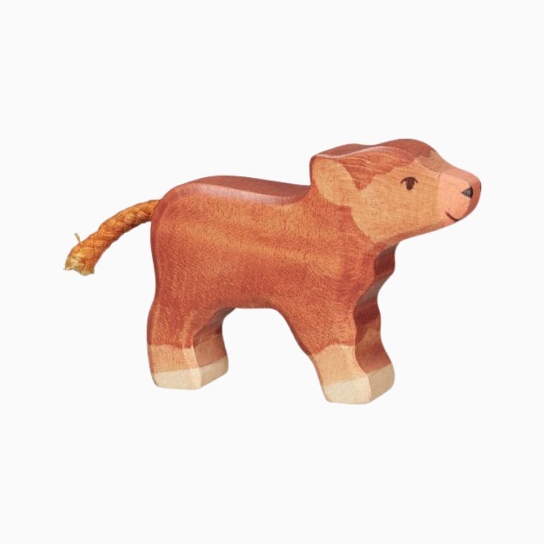 Holztiger houten dier schotse hooglander jong