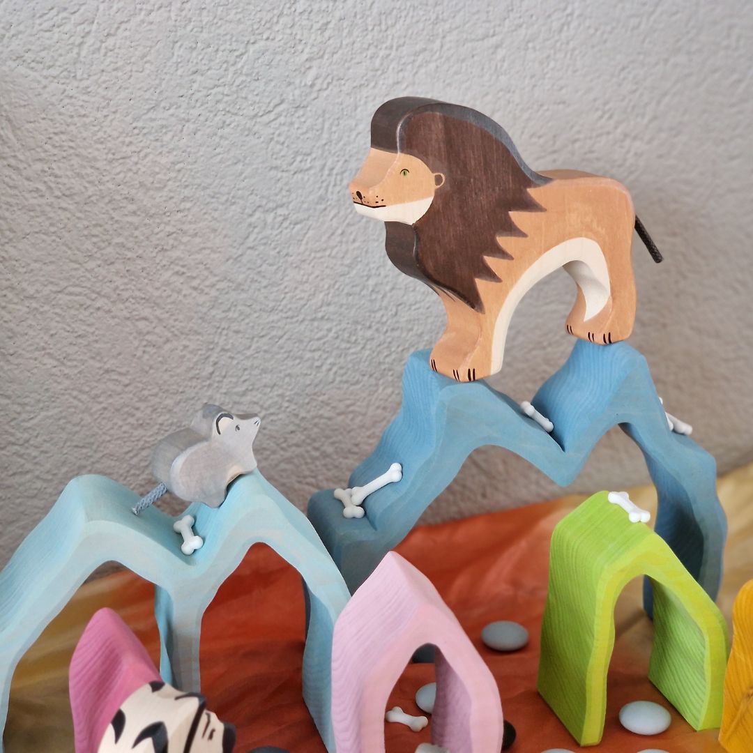 Holztiger houten speelfiguur leeuw