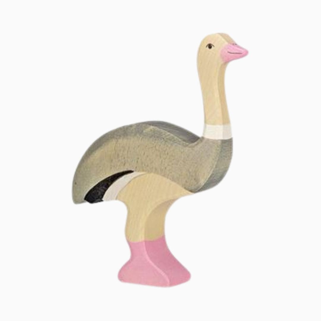 Holztiger struisvogel houten speelfiguur