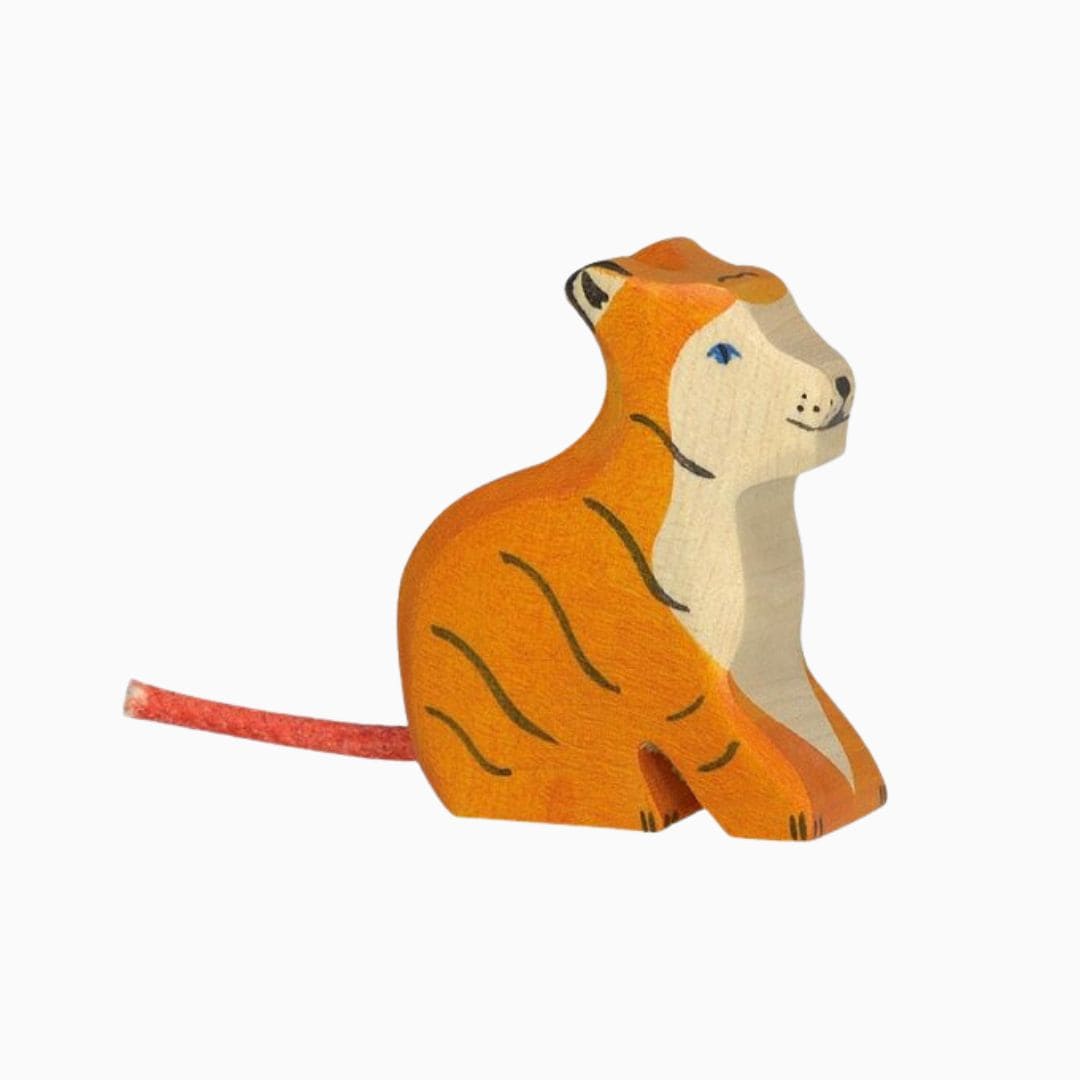 Holztiger zittende tijger van hout