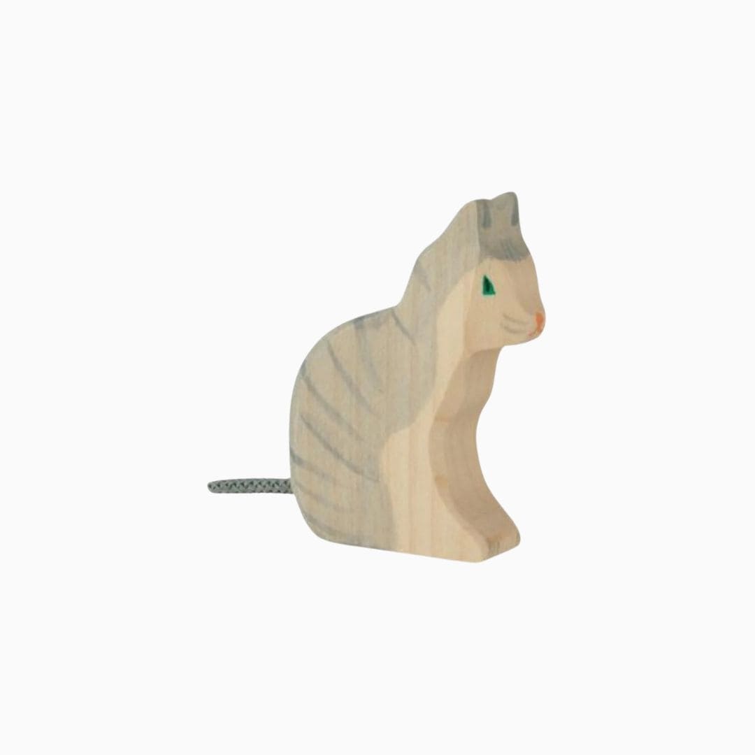 Holztiger houten kat zittend