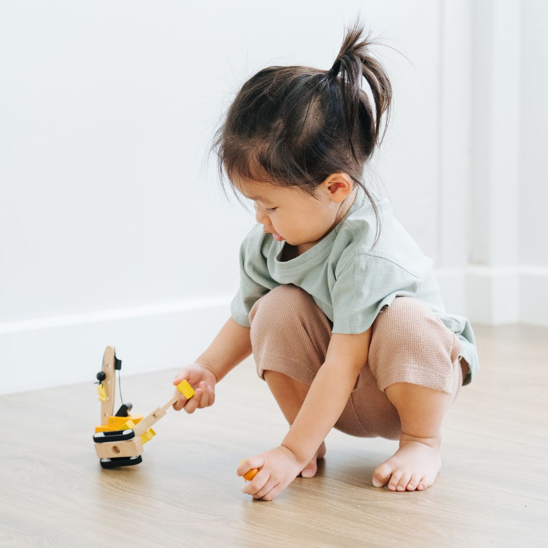 bouwvoertuigen set van Plantoys