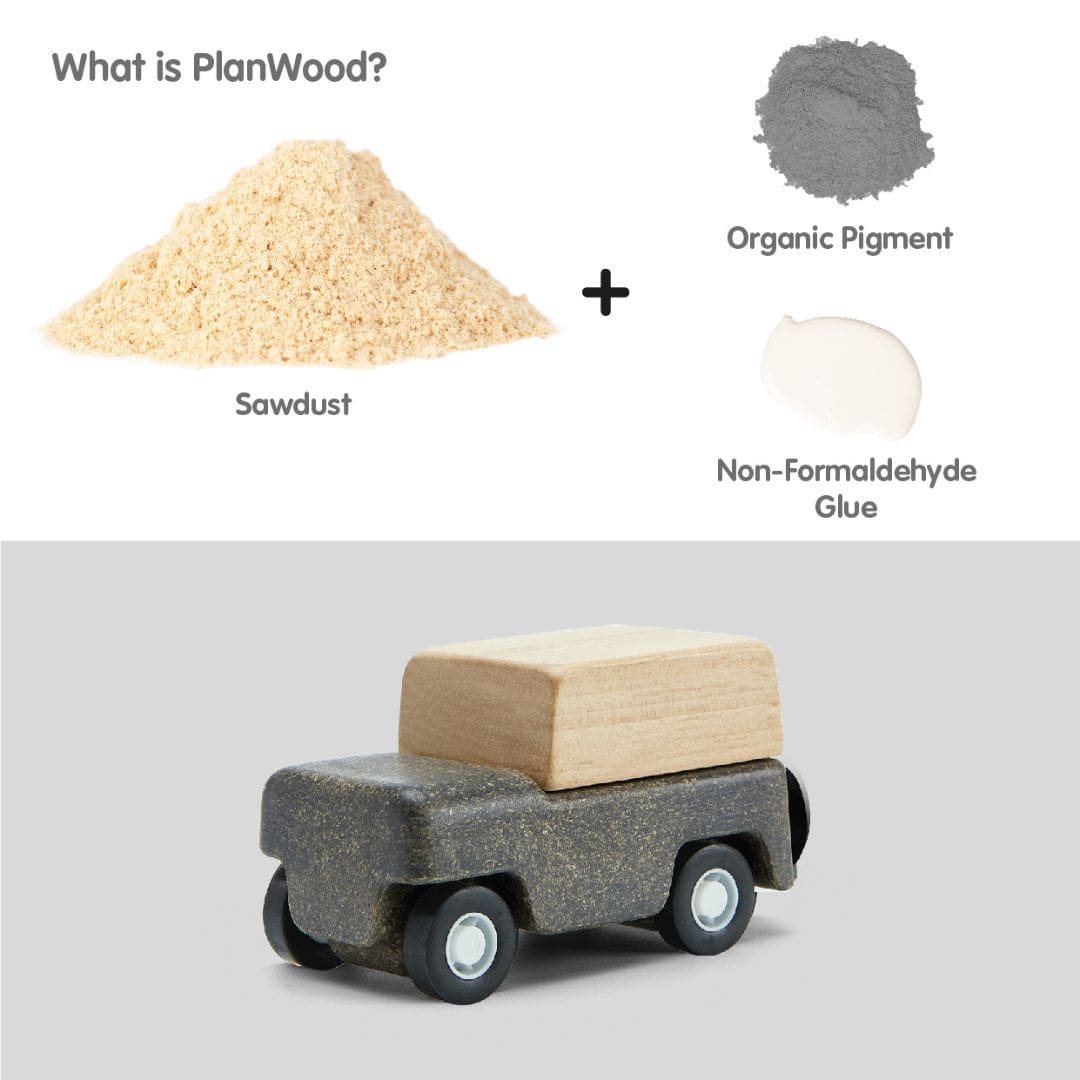 Plantoys grijze auto van hout
