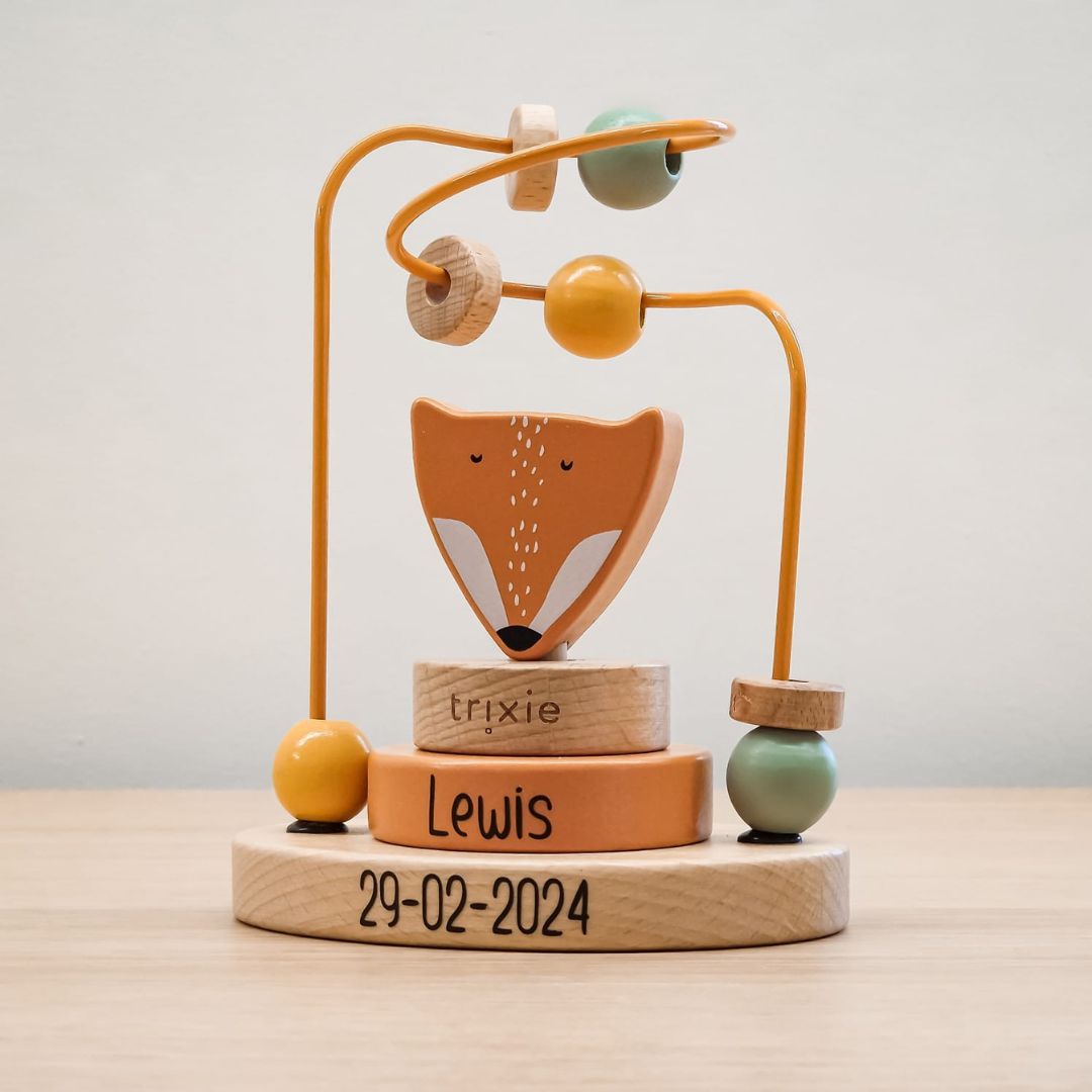 Trixie houten speelgoed met naam kralenframe vos Mr. Fox