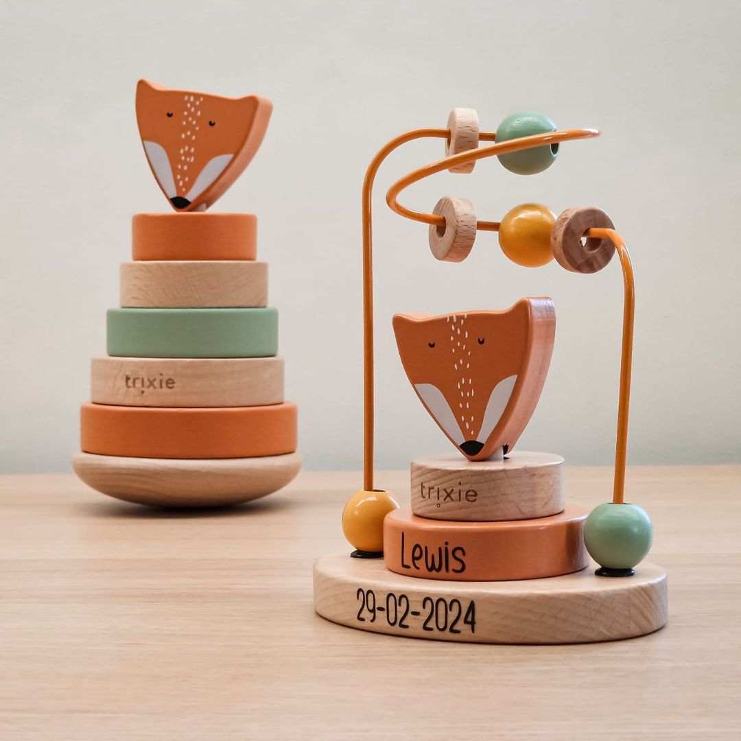 Trixie houten speelgoed met naam kralenframe vos Mr. Fox