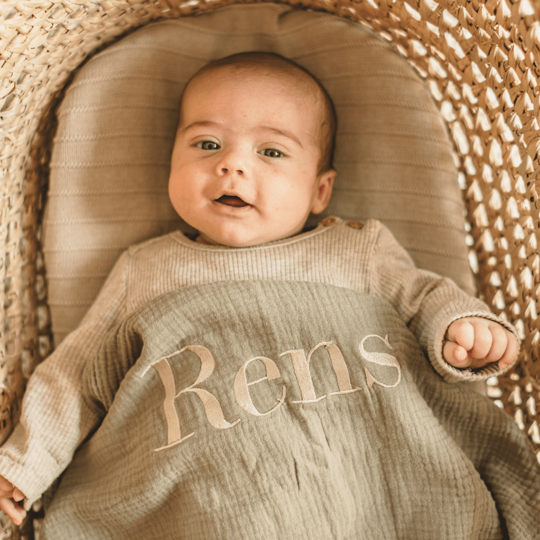 Hydrofiele doek met naam XL - oud groen