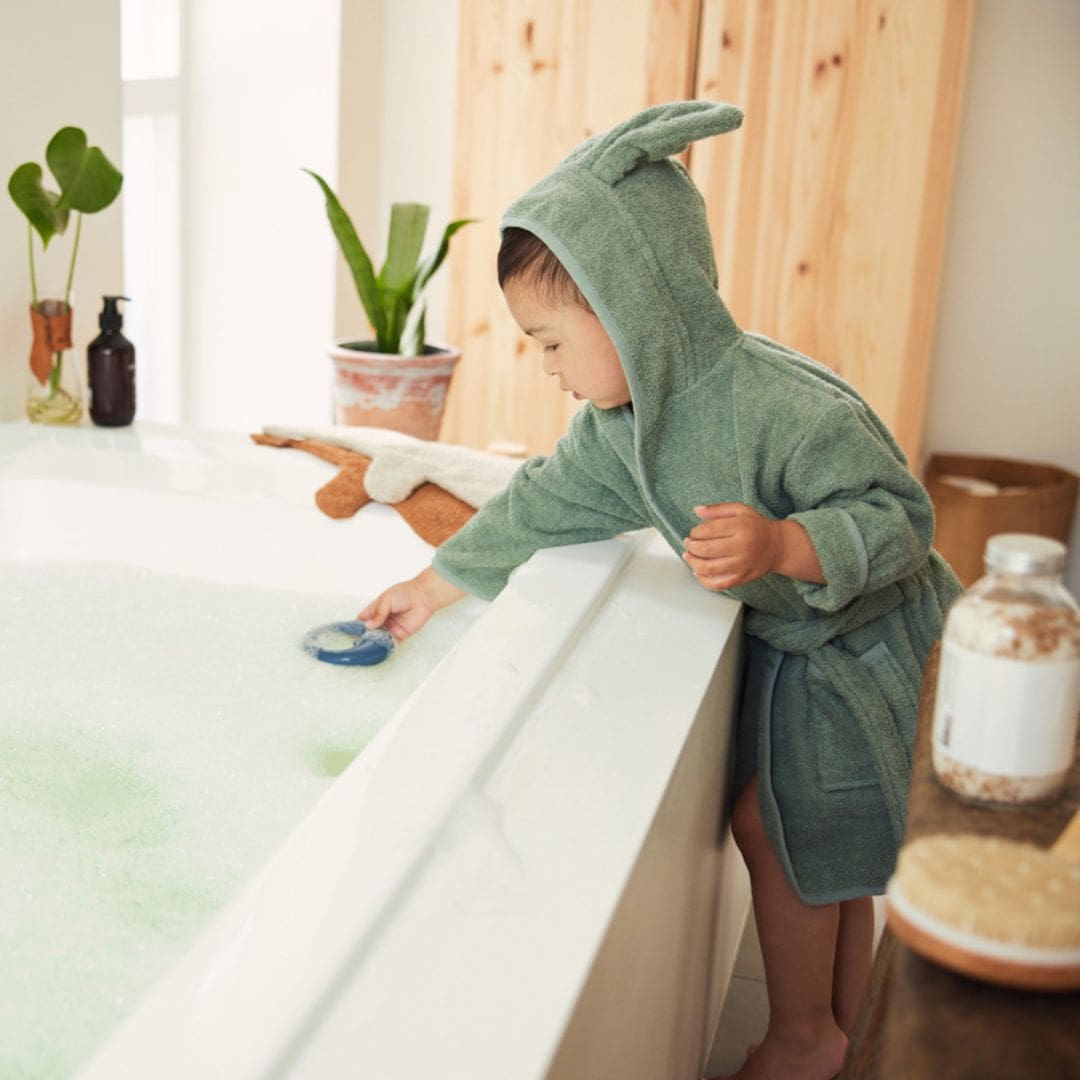 Jollein badstof badjas in de kleur ash green groen