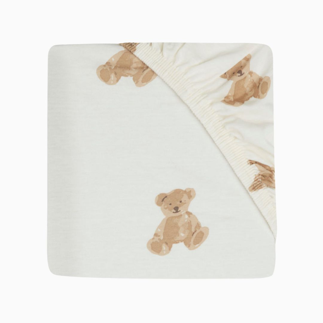 Jollein hoeslaken van jersey katoen voor wieg en ledikant met teddy beertjes print