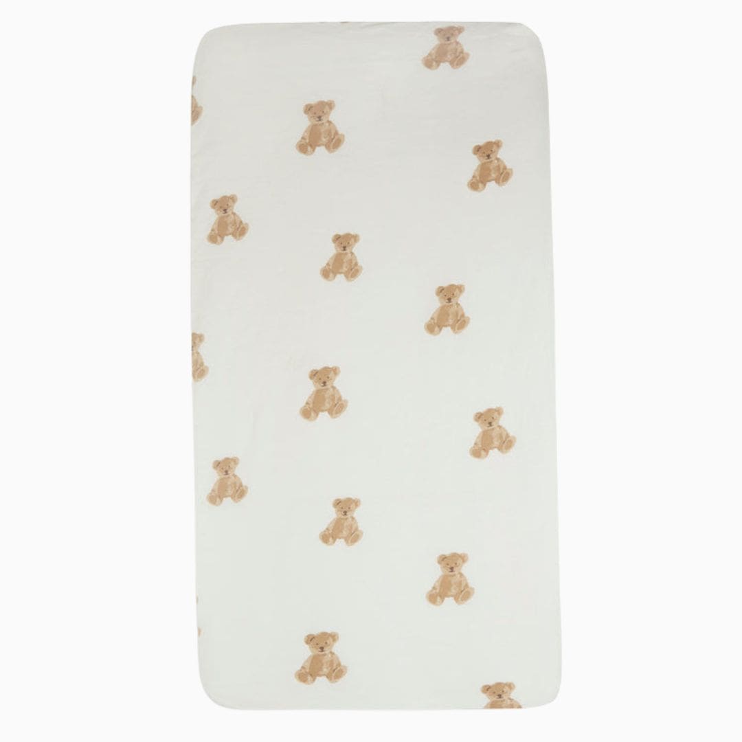 Jollein hoeslaken van jersey katoen voor wieg en ledikant met teddy beertjes print