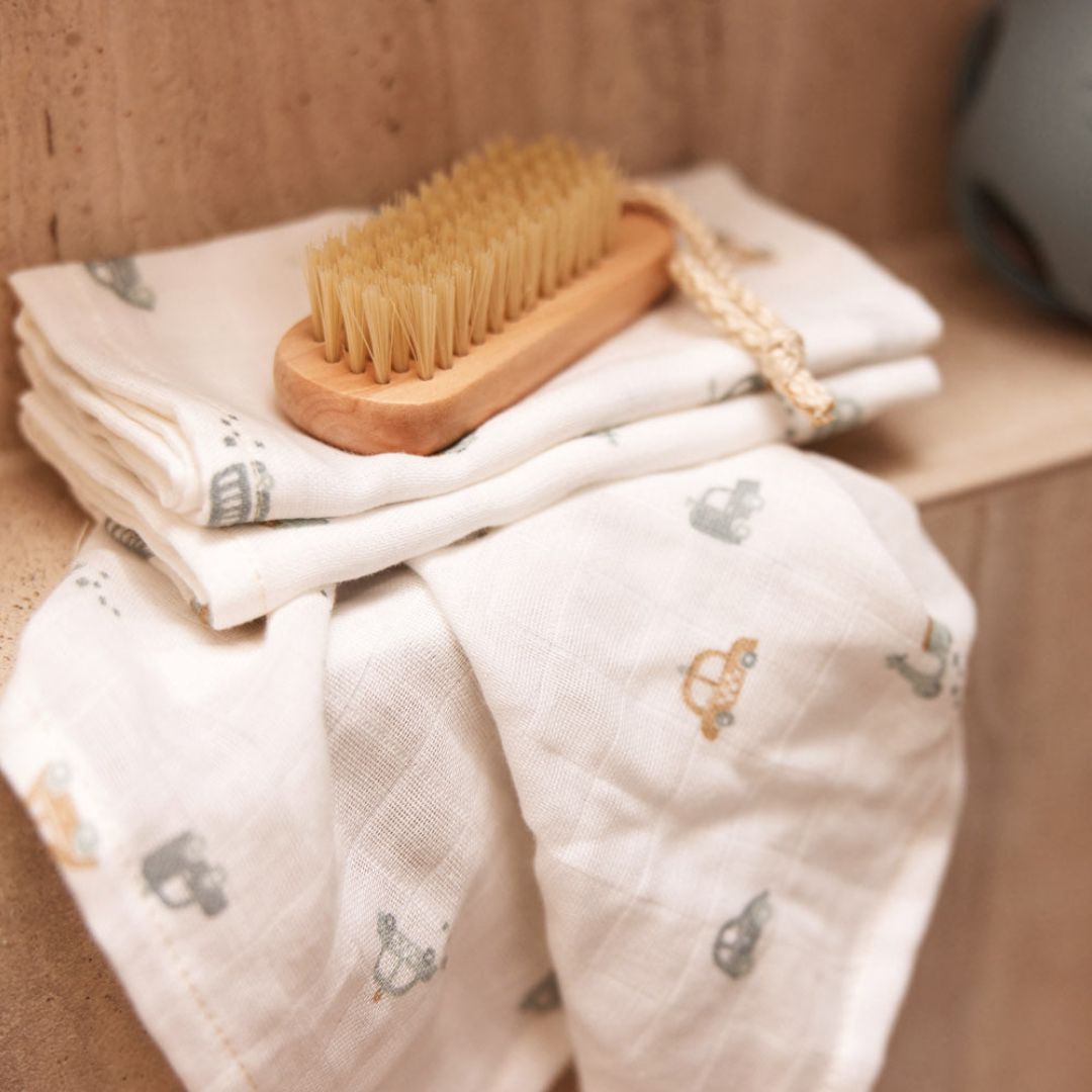 Jollein monddoekjes set van hydrofiel thema on the go auto