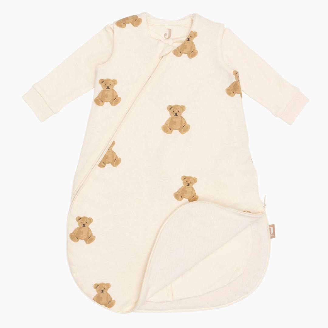 Jollein newborn 4-seizoenen slaapzak voor zomer en winter van 60 cm lang met teddy beertjes