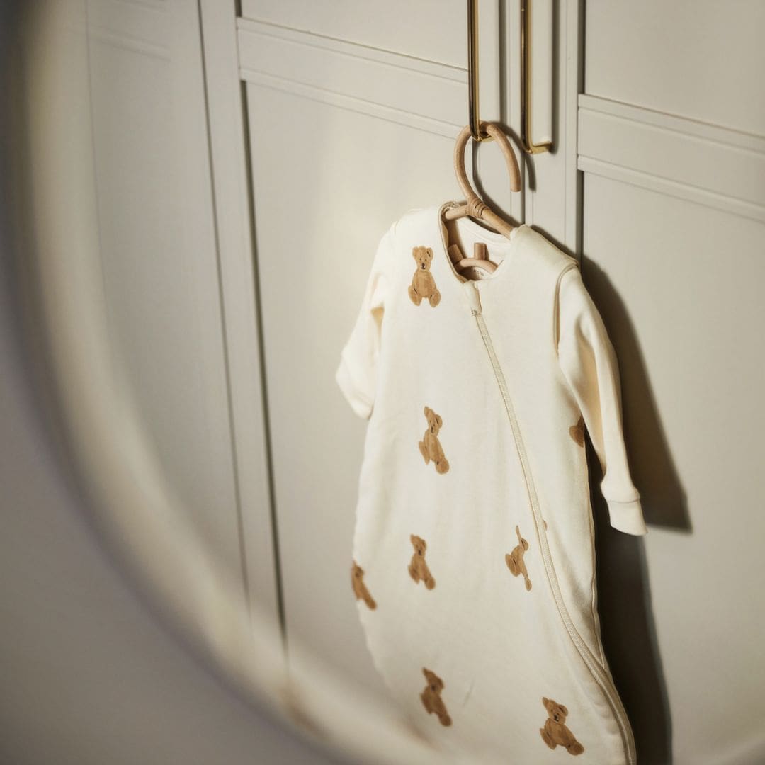 Jollein newborn 4-seizoenen slaapzak voor zomer en winter van 60 cm lang met teddy beertjes