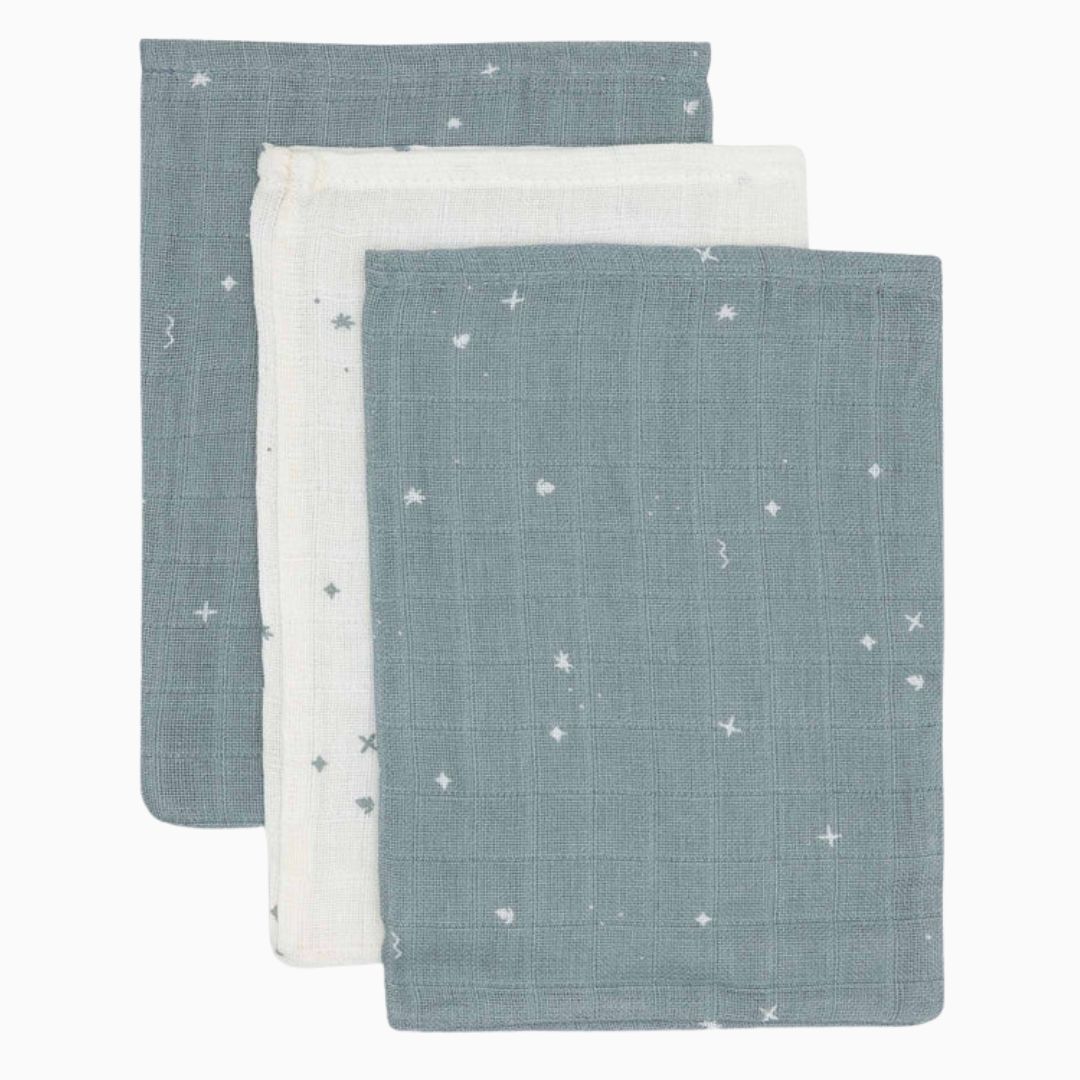 Jollein washandje Twinkling - Sea Green - 3 stuks