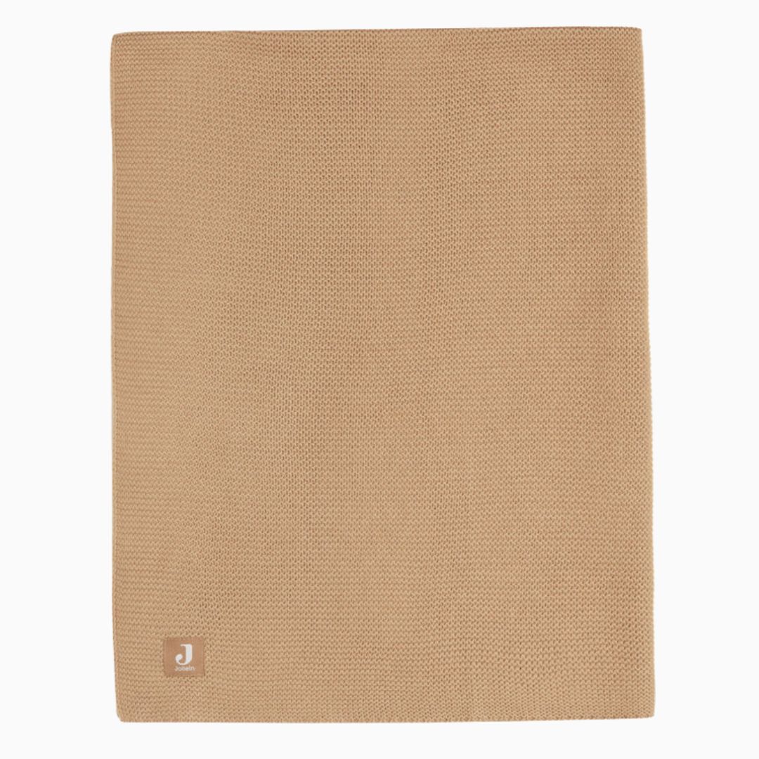 Jollein wiegdeken basic knit gebreid in de kleur biscuit bruin