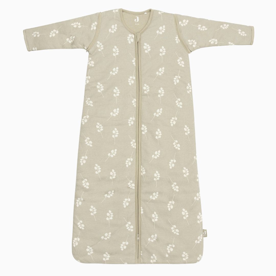 Jollein baby slaapzak voor in de winter met afritsbare mouwen in de print Twig en kleur Olive groen