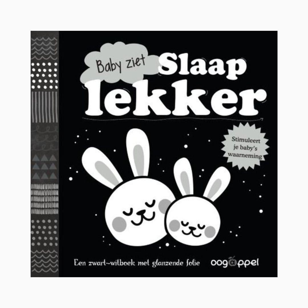 Zwart-wit boekje baby ziet slaap lekker