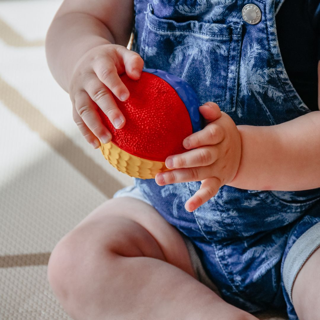 lanco sensorische bijtbal in primaire kleuren van natuurrubber