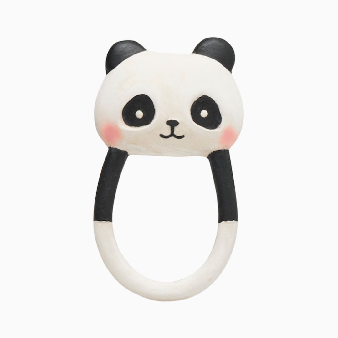 Lanco natuurrubber bijtring pandabeer kort in zwart wit