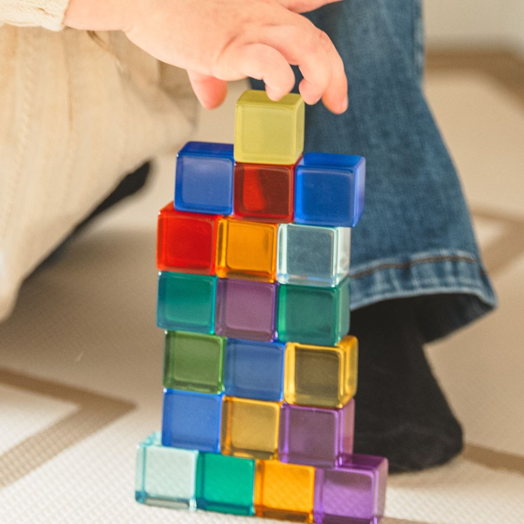 Bauspiel set van 20 licht doorlatende blokken van acryl