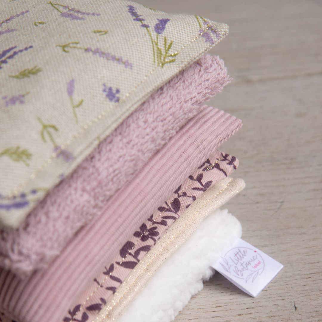 Little Botanic label pittenzakjes mauve in paarstinten