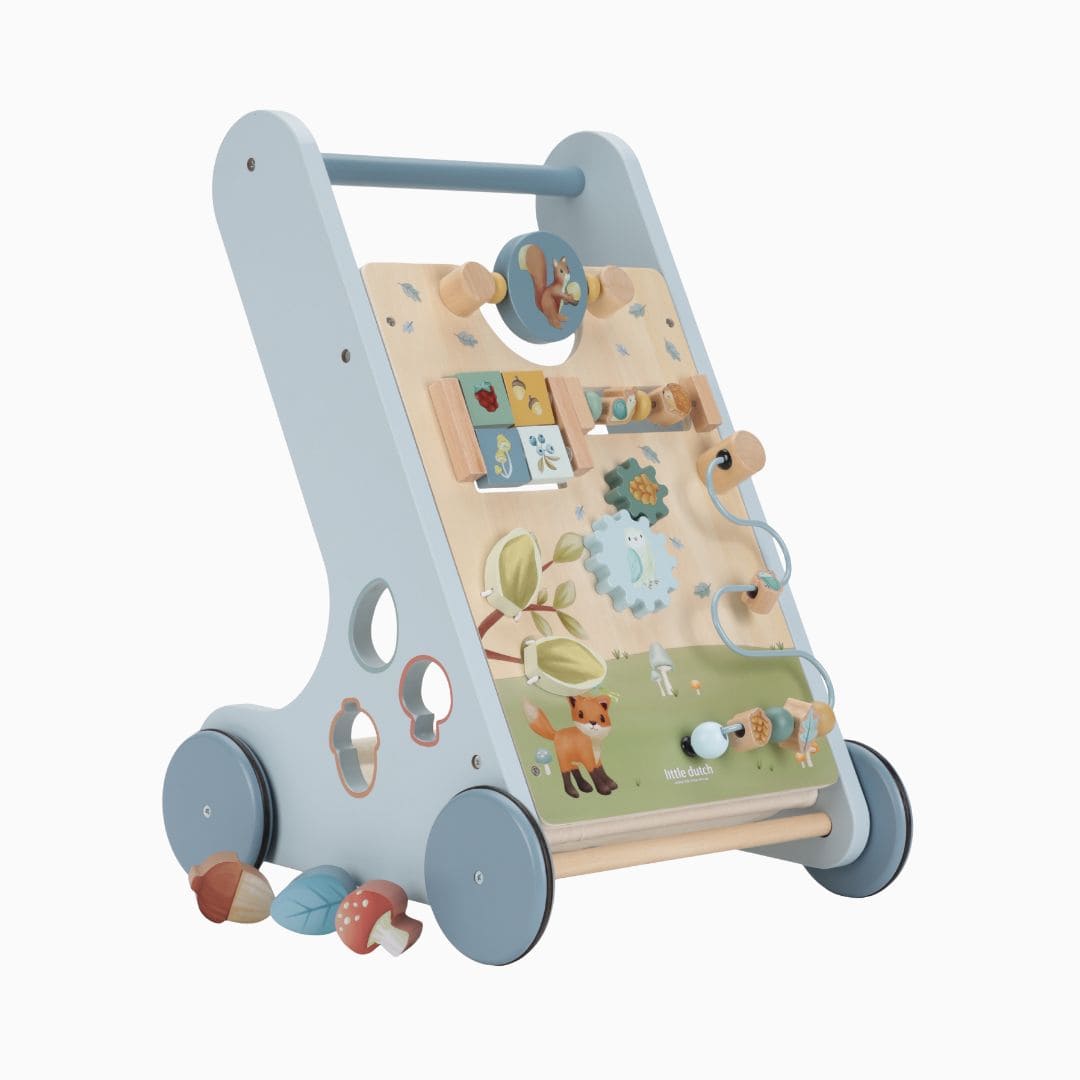 Little Dutch houten loopwagen forest friends in de kleur blauw