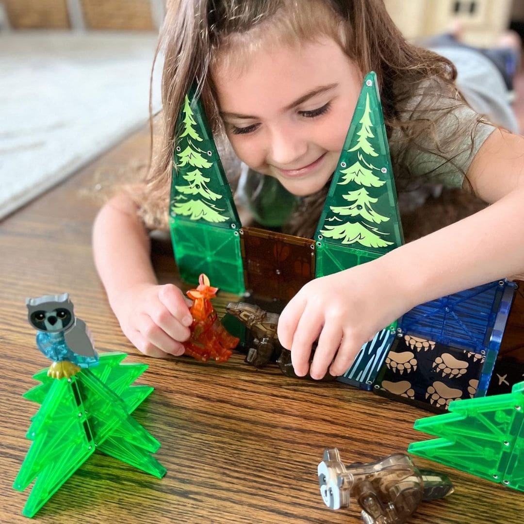 magna tiles bouwset met magnetische tegel in bosthema