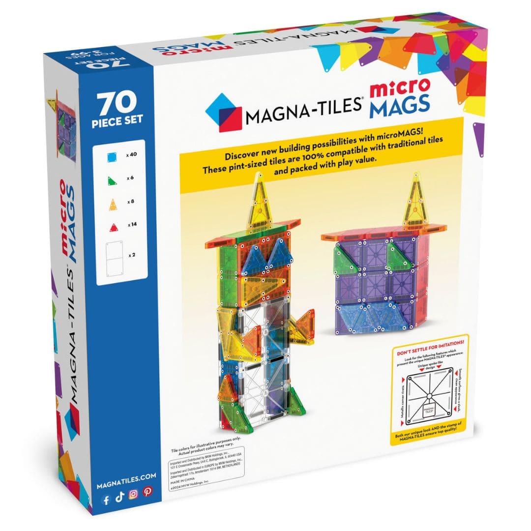 MAGNA-TILES micromags mini magnetische tegels set van 70