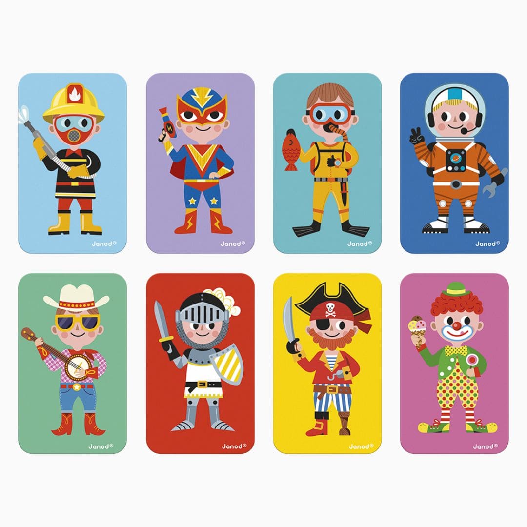 Janod magneetboek - verkleedfeest jongens