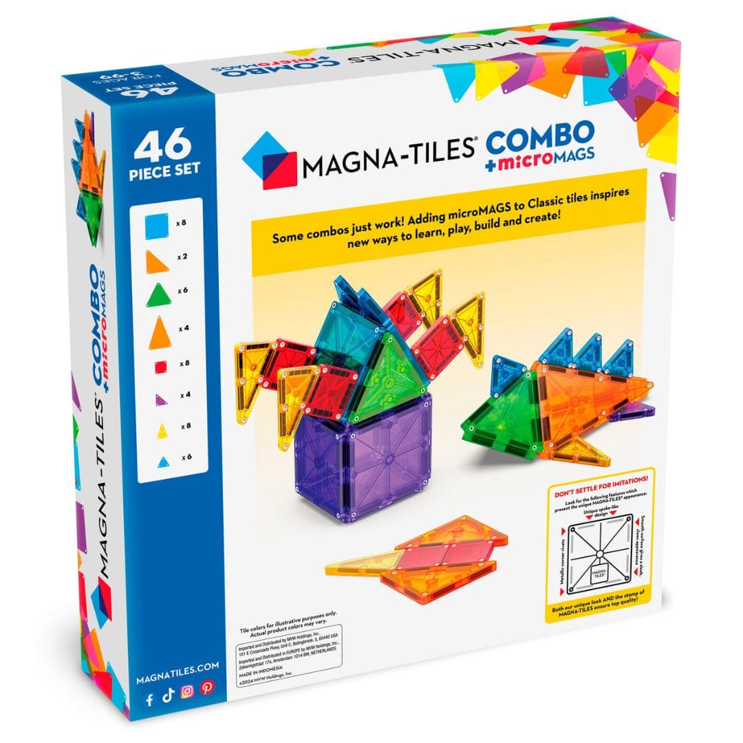 MagnaTiles combiset met micromags mini magnetische tegels 46-delig