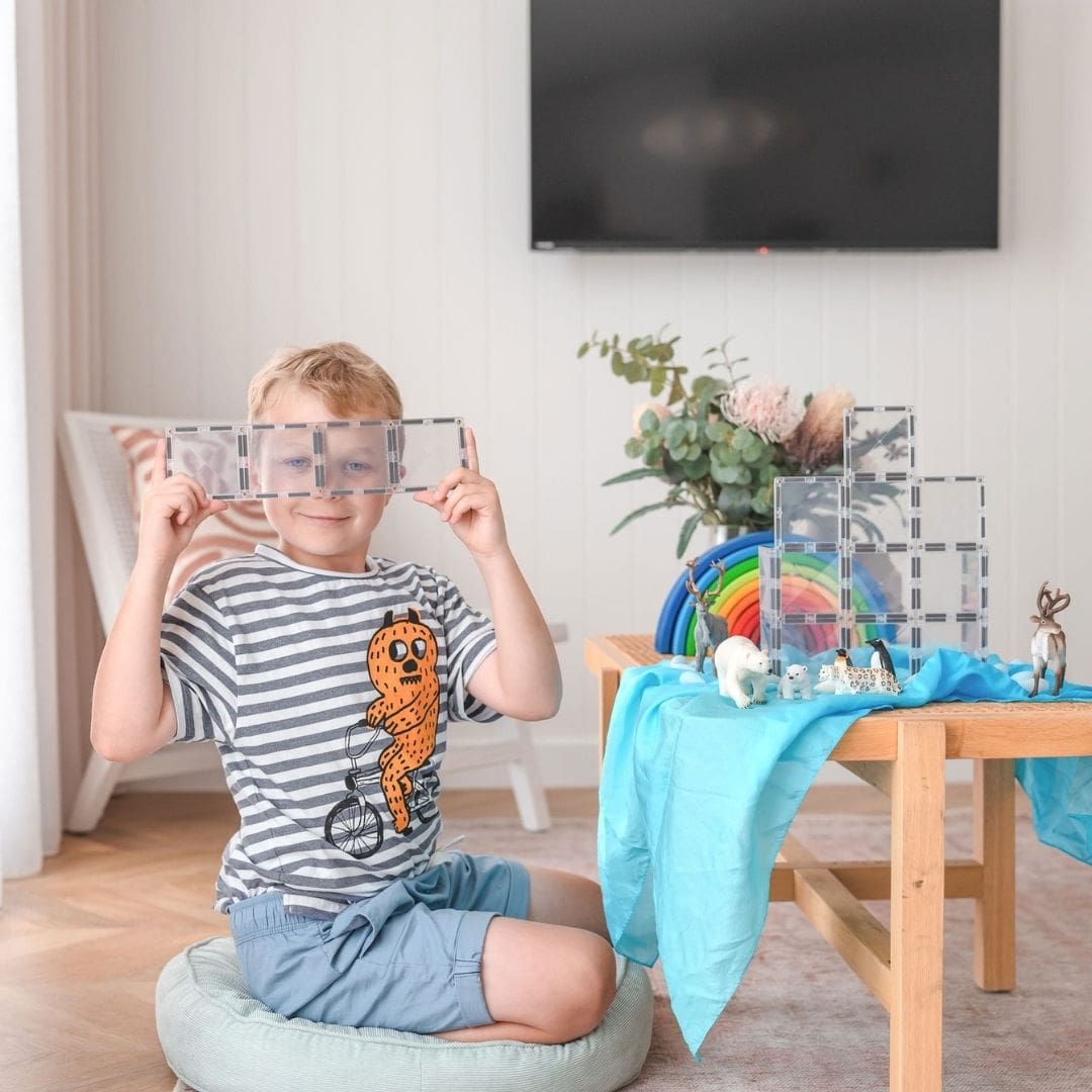 Connetix magnetische tegels transparant set 12 verschillende rechthoeken