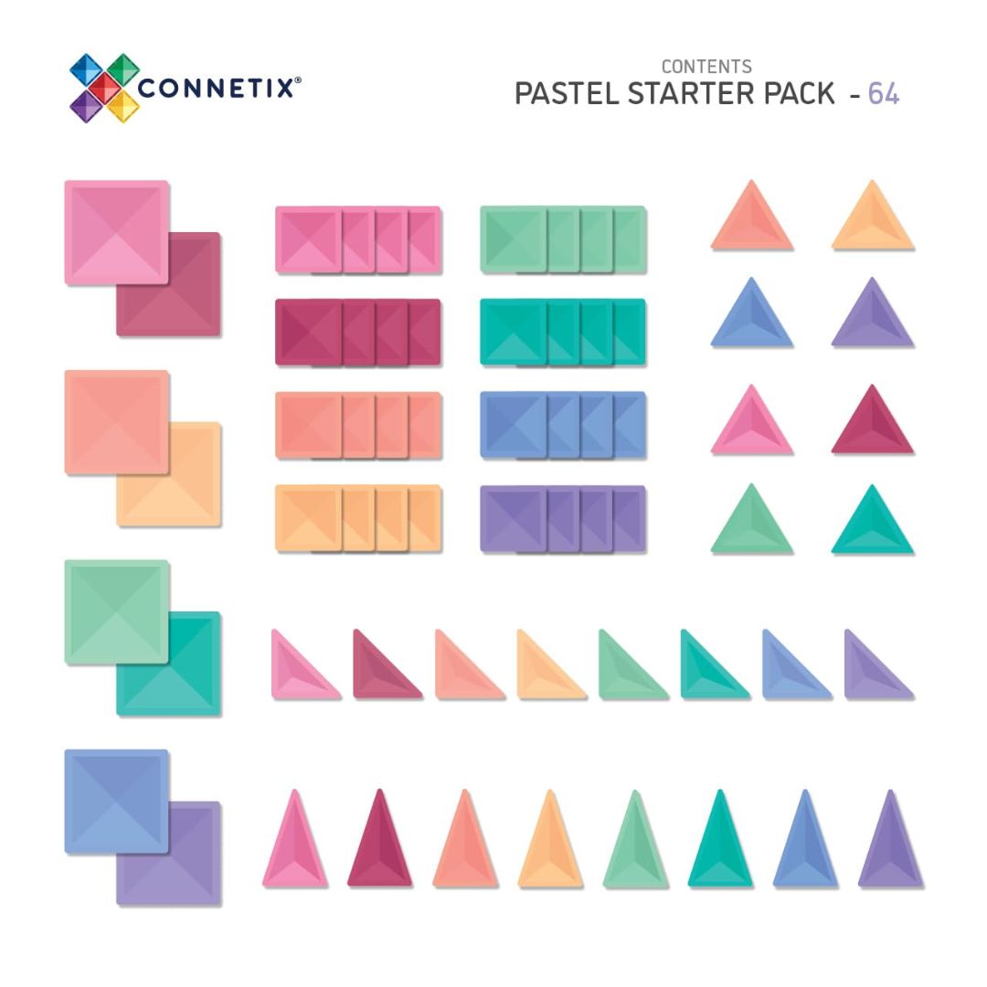 Connetix magnetische tegels in pastel starter set van 64 stuks