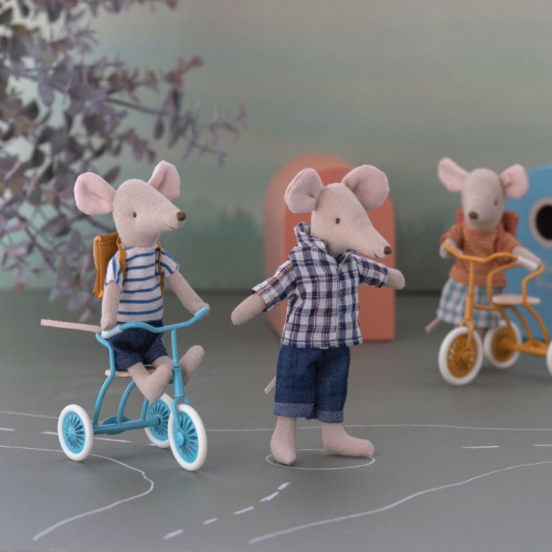 Driewieler muis met rugtas Maileg