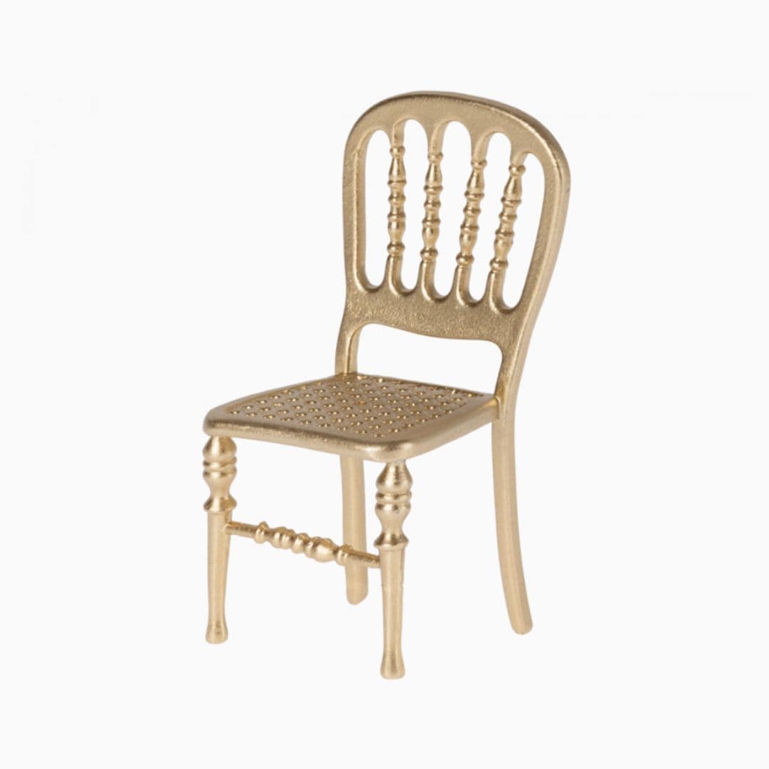 Maileg stoel van metaal in de kleur goud