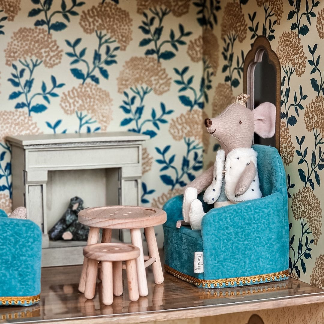 Maileg fluwelen stoelen turquoise - 2 stuks