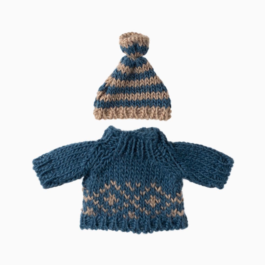Maileg gebreide trui en muts voor papa muis