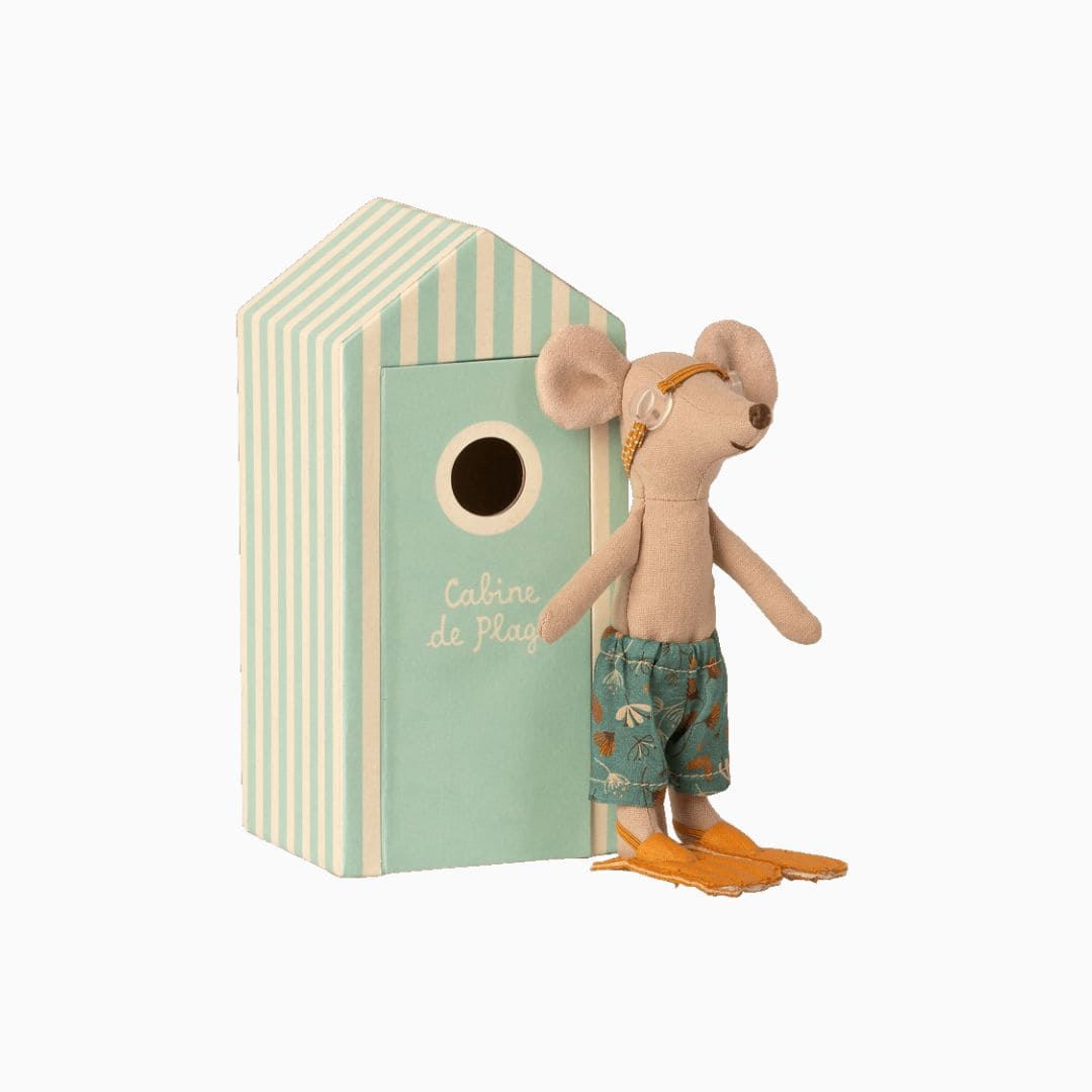 Maileg Beach mice Grote broer met strandhuis, duikbril en flippers