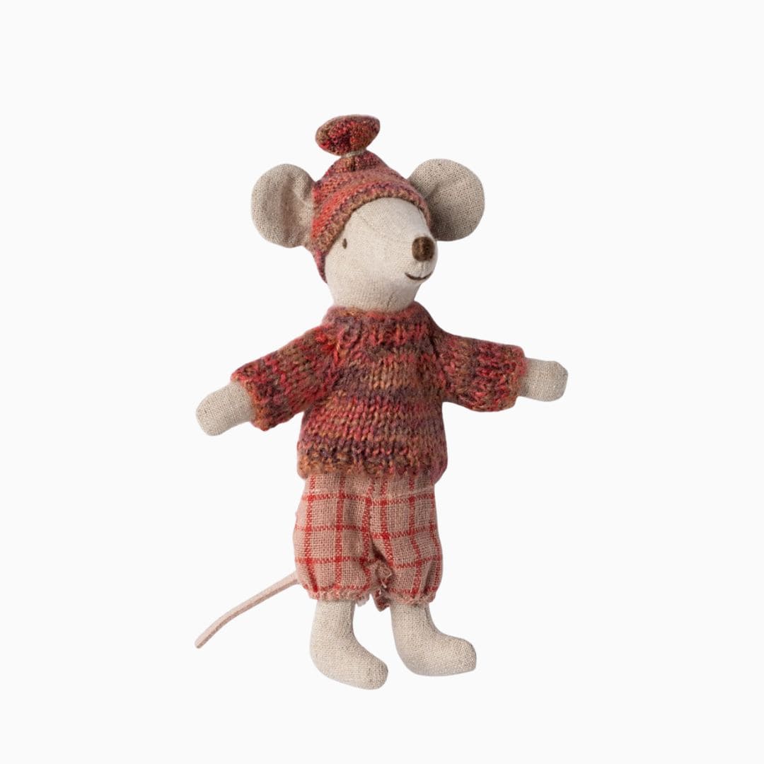 Maileg grote zus winter muis met ski set - Rose