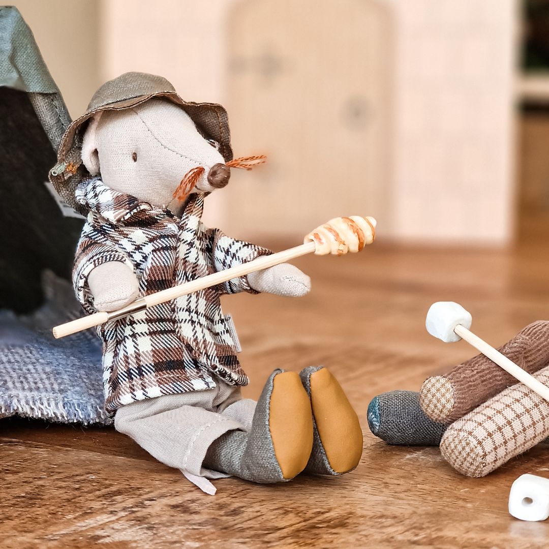 Maileg kampvuur met kampeer muis