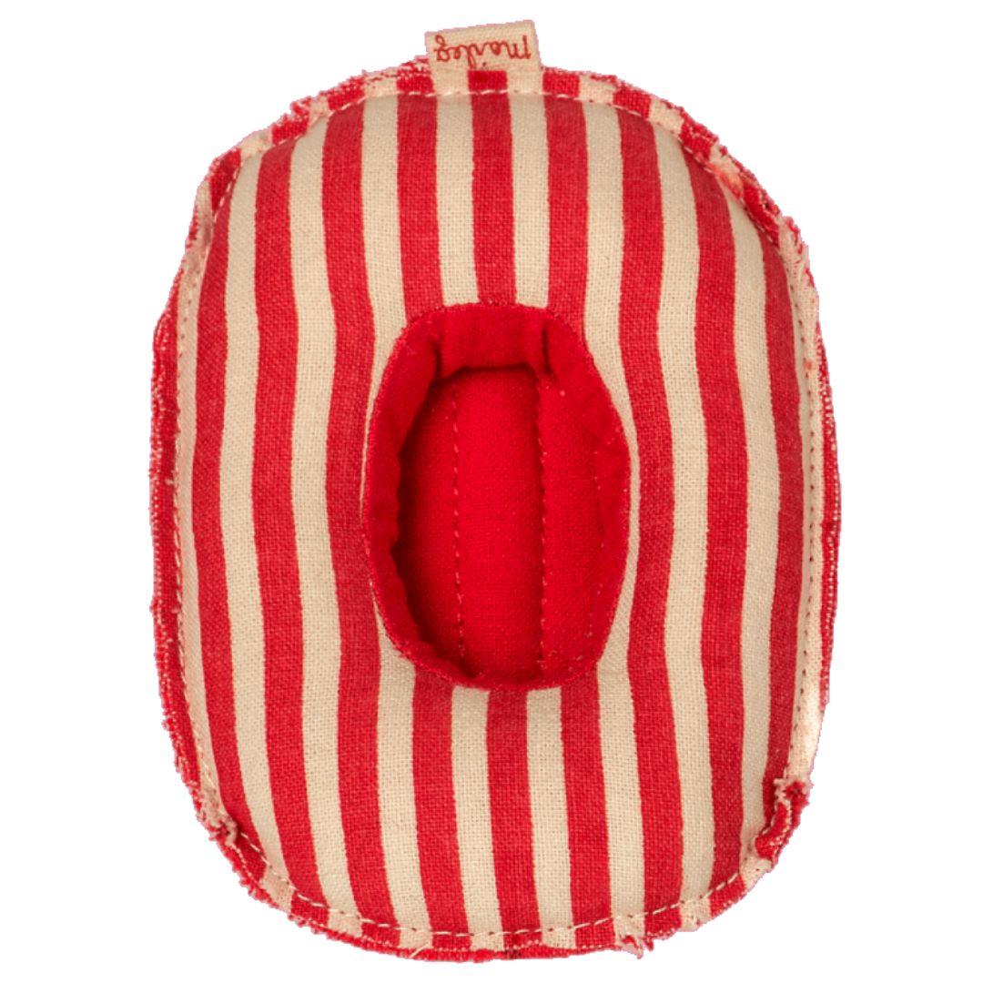 Maileg katoenen opblaasboot met rood witte strepen