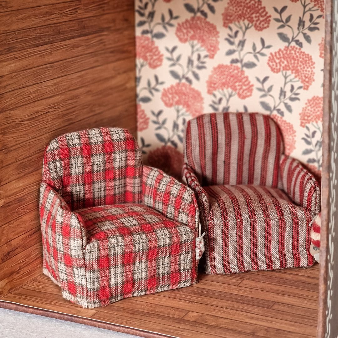 Maileg stoffen stoel red checker