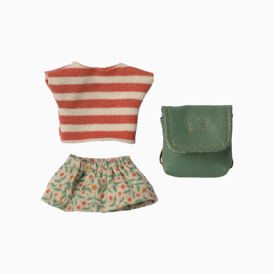 Maileg kledingset met tas voor de grote zus muis - green