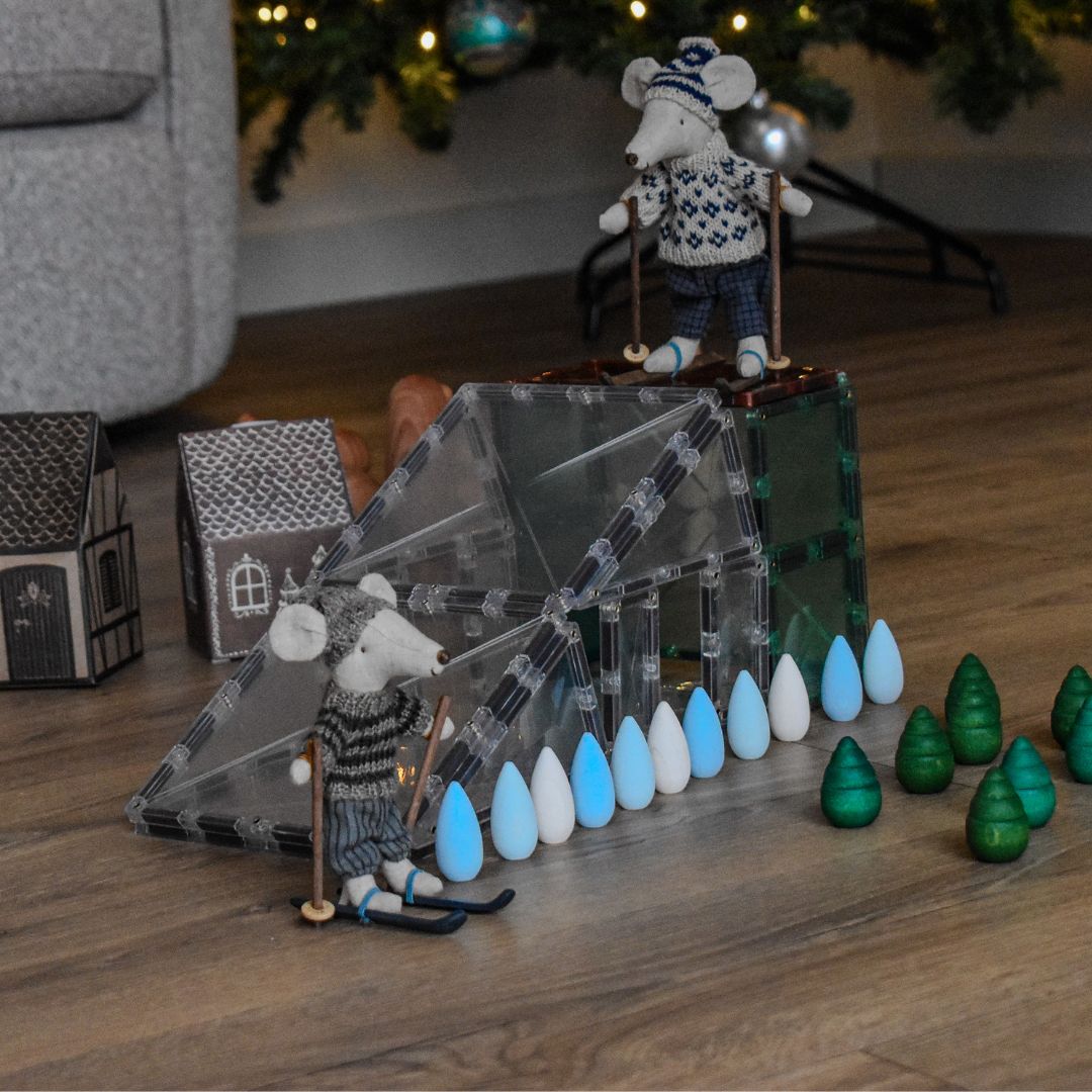 Maileg winter muis met ski set, grote broer - grey