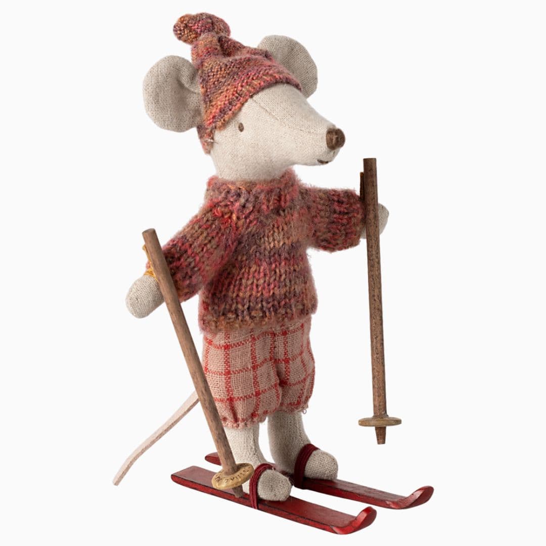 Maileg grote zus winter muis met ski set - Rose
