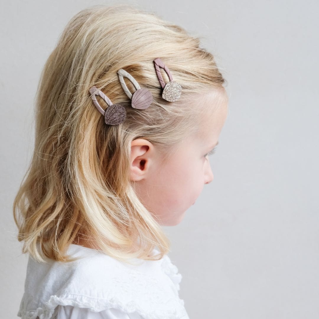 Mimi & Lula haarspeldjes met kunstlederen schelpjes 5 stuks