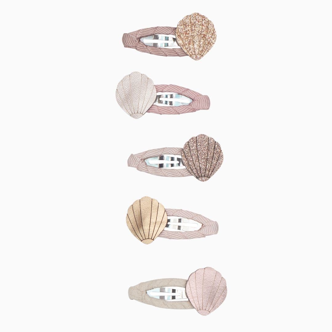 Mimi & Lula haarspeldjes met kunstlederen schelpjes 5 stuks