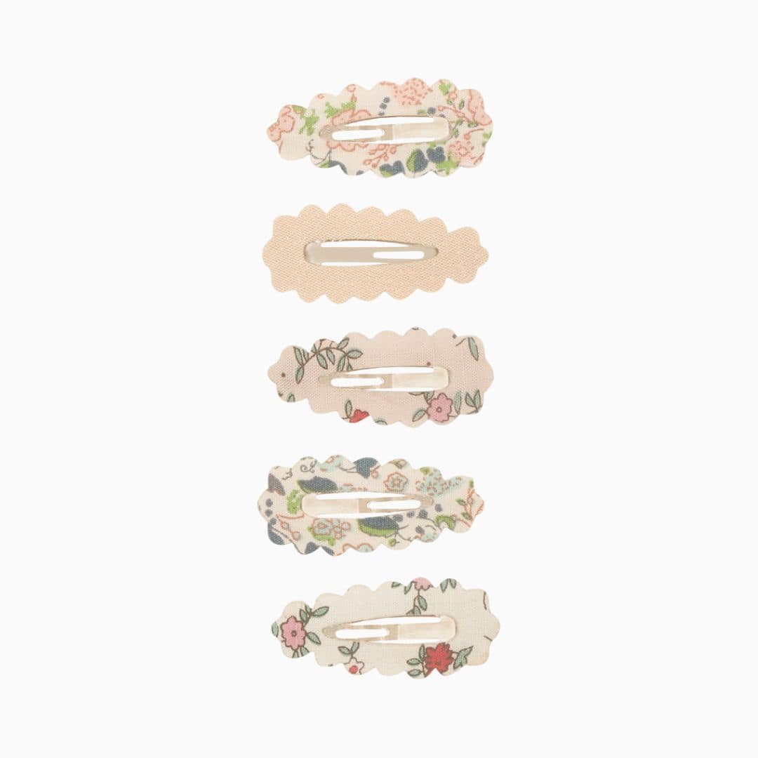 Mimi & Lula haarspeldjes met bloemenprint met geschulpte rand