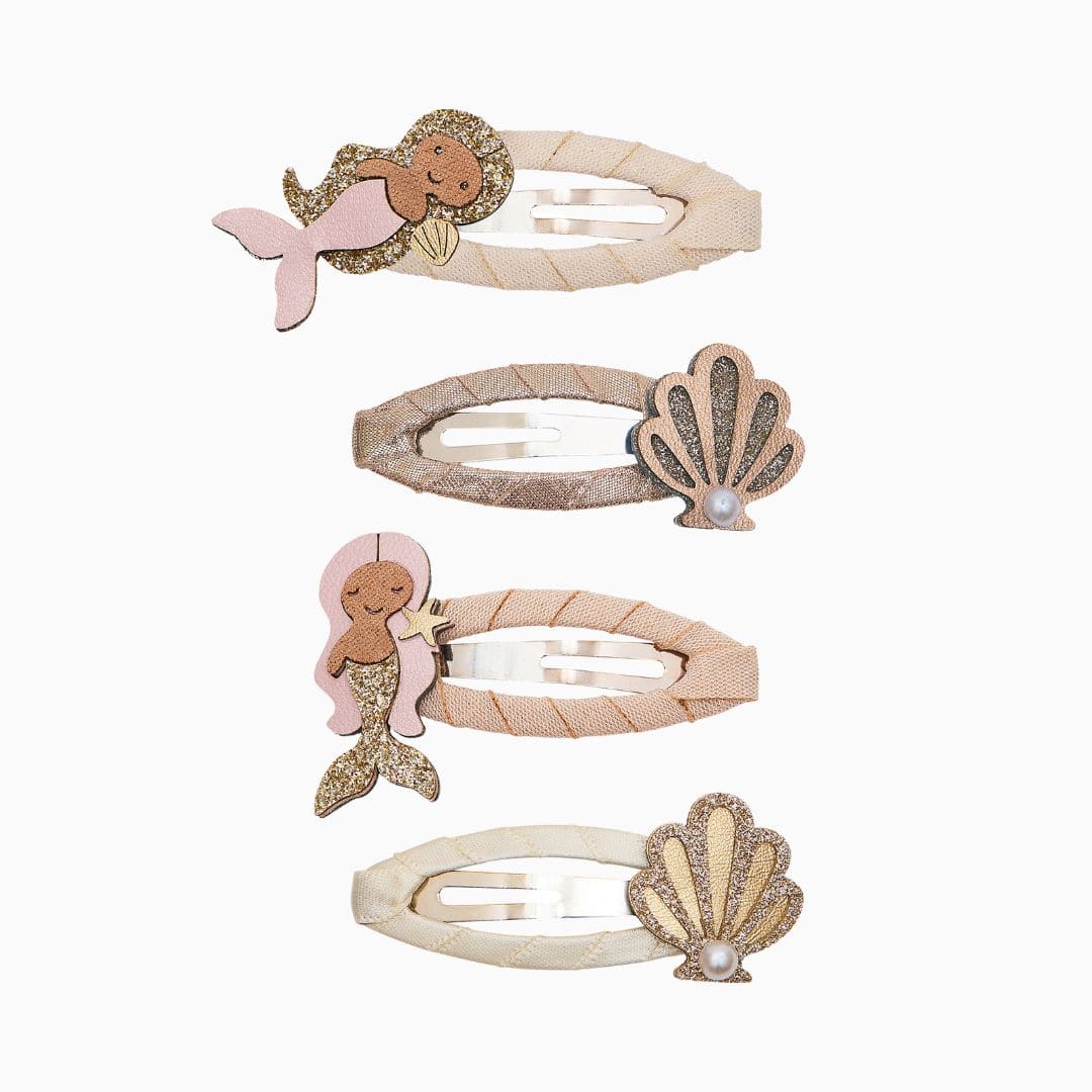 mimi & lula haarspeeldjes met schelpjes en zeemeerminnen van kunstleder