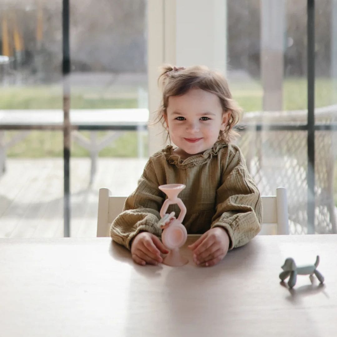 Mushie activiteitenspeelgoed met zuignap roze